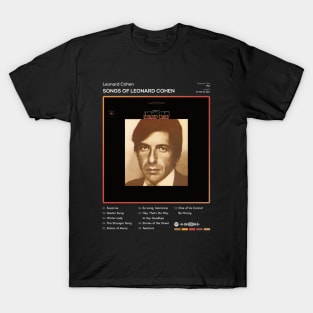 Leonard Cohen - Songs Of Leonard Cohen Tracklist Album T-Shirt